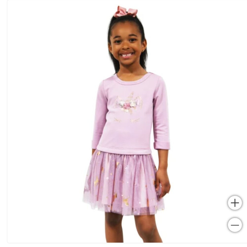Zunie Kids' Long Sleeve Dropwaist Tutu Dress Purple Size 5